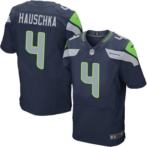 Men's Elite Steven Hauschka Nike Jersey Navy Blue Home - #4 NFL Seattle Seahawks